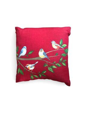 Jordan Manufacturing Decorative Throw Pillow W/Colorful Birds On Branch Design